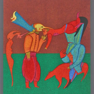 ACROBATS by Mihail Chemiakin is a lithograph with an image size of 27″ X 19 1/2″ plus full margins. The edition size is 300. Pencil signed and numbered.