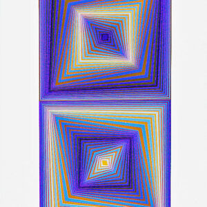 Bi-Rhombs by Victor Vasarely. The image size is 33" X 17" plus full margins. The edition size is 250 and it was published in 1978. 