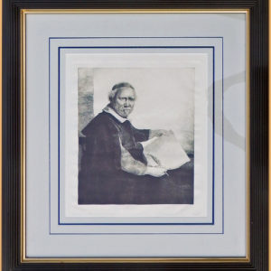 LIEVEN VAN COPPENOL (The Larger Plate) by Amand-Durand is an engraving (After Rembrandt). The image size is 14" X 13". The print is offered framed ior unframed and no charge is included for the frame other than the cost of shipping. In the book on Rembrandt the Bartsch catalog number is B 283.
