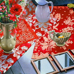 THREE RED CLOTHES by Nancy Hagin is an original serigraph with an image size of 22” X 32” plus full margins published in an edition of CL (150).