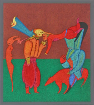 ACROBATS - Lithograph by Mihail Chemiakin with an image size of 27″ X 19 1/2″, plus full margins, and the edition size is 300.