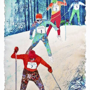 AMERICAN BIRKEBEINER by Mikulas Kravjansky is an intaglio print on hand made paper. The size is 30” X 22” and the edition is 150. Published 1998.