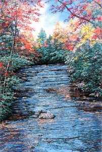 AUTUMN by Ray Byram is an 18 color serigraph in an edition of 250. The size of the image is 36” X 24” plus full margins. It is signed and numbered by the artist.