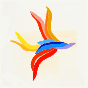 BIRD IN FLIGHT by Arthur Secunda (1927 – 2022) is a rare serigraph published in 1974 in an edition size of 250. The image and sheet size is 31 7/8" X 31 1/2".