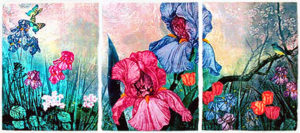 BLUE SPRING SONG by Mikulas Kravjansky was published in 1989 in an edition of only 50.  The size of each panel is 30" X 22".  Printed on hand made paper.