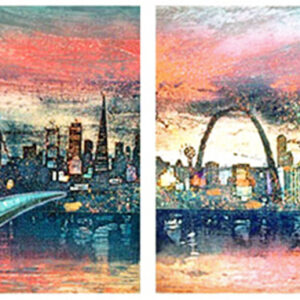 CITY U.S.A. by Mikulas Kravjansky is a diptych in an edition size is 195. The size if each image 22” X 30”. The two images represents a trip across America.