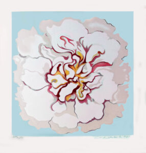 CAMELIA from STAMP SUITE by Lowell Nesbitt consists of four (4) serigraphs. The image size of each print is approximately is 24 3/4" X 22 3/4" plus full margins.   The edition size is 250.