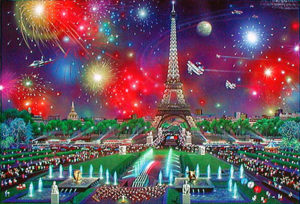 EIFFEL TOWER" is a serigraph and mixed media print by Alexander Chen.  The image size is 17 1/2" X 25" plus margins. Published in 1996 in an edition of 695.