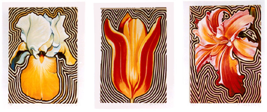 Electric Iris, Tulip, Lily Suite of 3 by Lowell Nesbitt