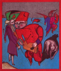 FEZ ROUGE by Mihail Chemiakin is a lithograph published in 1977 with an image size of 20″ X 17 1/2″ plus full margins, The edition size is 300.