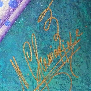 "DANCING WITH FRUITS" is a serigraph in 75 colors. The edition size is only 45 and the year of publication was 1998. The image size of the print is 36″ X 36″ and the print is beautifully framed.