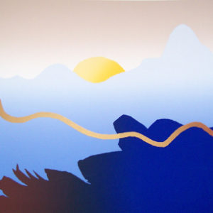 INTENSE TRANQUILITY by Arthur Secunda is a very rare serigraph published in 1985 in an edition of 150. The image size is 24" X 32”.