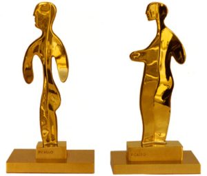 L’Homme & La Femme sculpture in polished bronze
