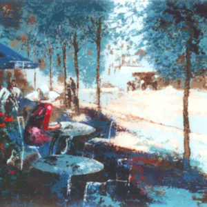 LA TERRASSE by Mark King is a serigraph with an image size of 30″ X 40″ plus full margins. The edition size is 325 and the year of publication was 1978.