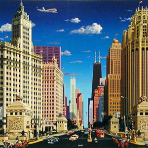 MAGNIFICENT MILE by Alexander Chen is a serigraph with an image size of 17″ X 22″ plus margins in an edition size of 695. Signed and numbered by the artist.