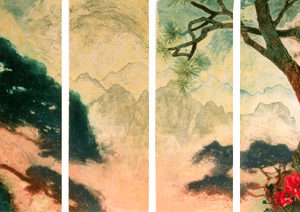 MOUNTAIN SYMPHONY DAWN by Mikulas Kravjansky is an intaglio sextet that was published in an edition of only 50. The size of each panel is 30" X 11".