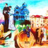 Mural depicting Scenes and images of Napa CA dring the turn of the century. Painted on a building in downtown Napa.