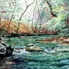 NICKAJACK CREEK by Ray Byram is a color serigraph. The image size is 24" X 36" plus full margins. The edition size is 275 plus Artist's Proofs.