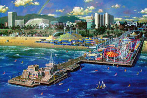 SANTA MONICA PIER by Alexander Chen is a serigraph with an image size of 11 1/2″ X 17 1/2″ plus margins and the edition size is 250. Signed and numbered.