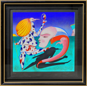 SHADOW WITH MIRROR  is a serigraph in 75 colors by Mihail Chemiakin. The image size is 36” X 36” and the edition is one 45. Signed and numbered by artist.