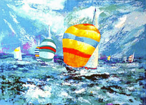 SPINNAKERS by Mark King is a serigraph with an image size of 26" X 35" plus full margins. The edition is size is 325 and the year of publication was 1977.