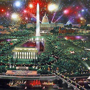 WASHINGTON CELEBRATION by Alexander Chen is a serigraph . The image size is 17 1/2″ X 25″ plus margins. The size of the  edition is 2000.