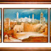JERUSALEM by Mikulas Kravjansky is an oil painting on board. The overall framed size of the piece is 48" X 101”. It was painted in 1982 and is hand signed and dated in oil.