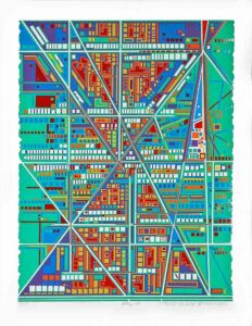 CITY 360 by Risaburo Kimura is a serigraph with an image size of 25” X 19” plus full margins. The size of the  edition is 300.