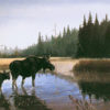 LITTLE MOOSE CREEK by Les Kouba was published in 1987 in an edition of 2500. The image size is 12 1/2" X 19 1/4” plus full margins. It is pencil signed and numbered by the artist.