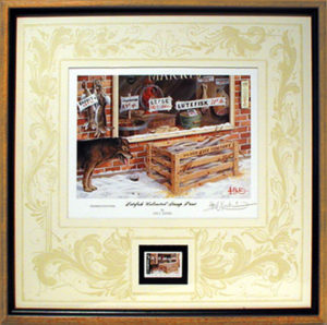 LUTEFISK UNLIMITED by Les Kouba is a pencil signed limited edition print by Les C. Kouba. The framed size is 17" X 17”. Scratch & Sniff Board is included.