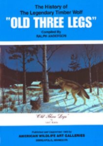 OLD THREE LEGS by Les Kouba is a print published in 1984 in an edition of 3000. The image size is 16" X 24" plus full margins. A booklet telling the story is included.