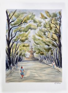 ROAD TO ARLES by Victor Zarou is a lithograph with an image size of 24” X 18″ plus margins. The size of the edition is 300. Pencil signed and numbered.