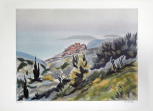 SEASIDE VILLAGE by Victor Zarou is a lithograph with an image size of 24” X 18″ plus margins. The size of the edition is 300. Pencil signed and numbered.