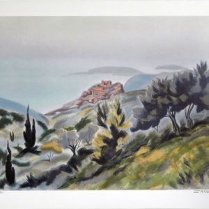 SEASIDE VILLAGE by Victor Zarou is a lithograph with an image size of 24” X 18″ plus margins. The size of the edition is 300. Pencil signed and numbered.