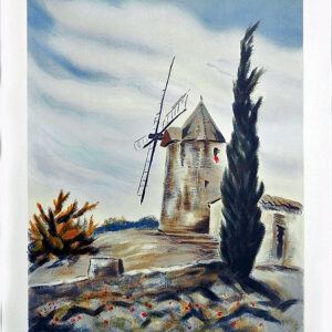 WINDMILL by Victor Zarou is a lithograph with an image size of 24” X 18" plus margins. The size of the edition is 300. Pencil signed and numbered.