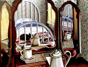 Guest Room is a serigraph by Nancy Hagin. The image size is 22” X 32” plus full margins. The edition size is Roman Numbered CL (200). 