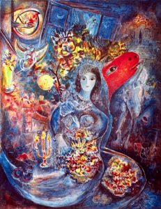 BELLA by Marc Chagall is an offset lithograph. The image size is 27″ X 22″ plus margins. This print has a printed facsimile signature in an edition of 500.