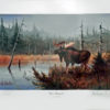 MOOSE HANGOUT by Les Kouba was published in an edition of 2500. The image size is 8 1/2″ X 12″ plus full margins. It is pencil signed and numbered by the artist.