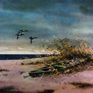 CANVASBACK PATROL by Les Kouba is a print published in an edition of only 500. The image size is 8" X 11 7/8" plus full margins. Pencil signed and numbered.