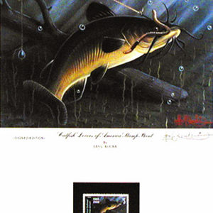 CATFISH LOVERS OF AMERICA STAMP PRINT by Les Kouba was published with an image size of 16″ X 16″ plus full margins and is signed by the artist.