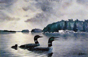 LOON FAMILY PATROL by Les Kouba is a print published in an edition of only 500. The image size is 8″ X 10″ plus full margins.