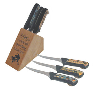 "STEAK KNIVES" Set of six (6) in a wood block by the grandfather of modern day wildlife art.