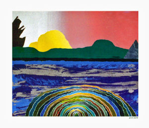 DAWN ON THE MORAINE by Arthur Secunda is an original torn paper college created in 1998. The image is 22 1/2" X 26 1/2" and this piece is unique (1/1).