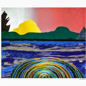 DAWN ON THE MORAINE by Arthur Secunda is an original torn paper college created in 1998. The image is 22 1/2" X 26 1/2" and this piece is unique (1/1).