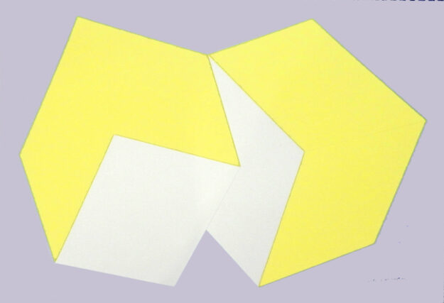 YELLOW AND GRAY by Charles Hinman is a serigraph with embossing. The image and sheet size is 25 5/8“ X 34 1/4″ and the edition size is 200. It was published in 1974.