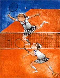 TENNIS by Boulanger is an original etching from suite Juliette II by Graciela Rodo Boulanger. The image size is 24" X 16 1/2”. The edition number is 123/150.